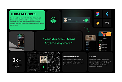 Terra Records - Bento Grid app bento bento grid grid layout listening logo mobile app mockup modern modern layout music music app songs ui ux