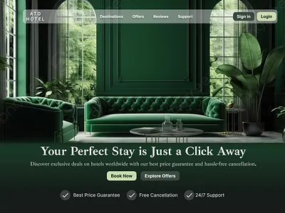 Minimal Hotel Web Design animation destinations figma hotel location night stay resort stay ui ux