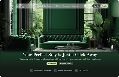 Minimal Hotel Web Design animation destinations figma hotel location night stay resort stay ui ux