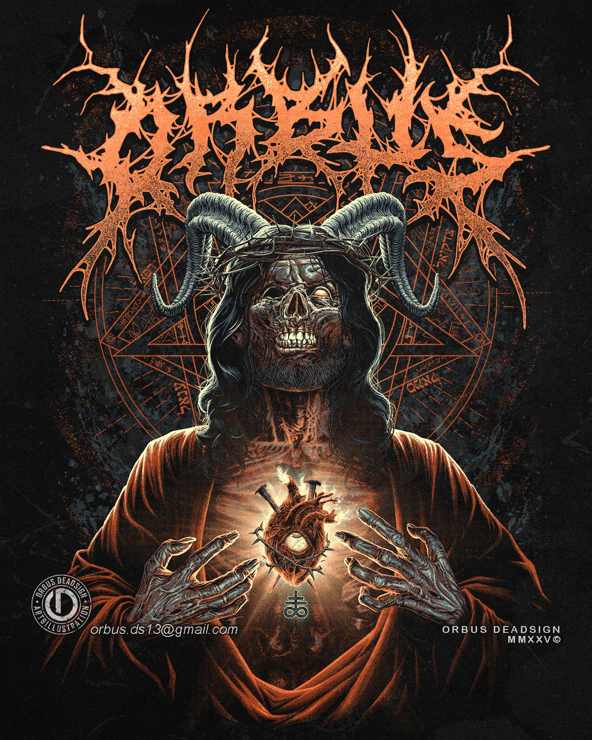 JESUS CURSED - Artwork for Sale anti christ art for sale band merch black metal dark art death metal deathcore digital art gigs poster heavy metal illustration merchandise design metal fest metalcore orbusdeadsign pentagram satanic t shirt design teedesign zombie