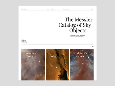 The Messier Catalog | Astronomical Web Page astronomical design astronomical web page astronomy catalog clean clean design concept landing page landing page concept minimalist the messier catalog ui user experience user interface uxui website