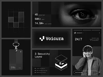 Voicura : Cybersecurity - Brand Identity branddesign brandexploration brandidentity branding brandingconcept brandinginspiration cybersecuritydesign darkmodeui dribbblebranding editorialdesign identitydesign logodesign minimalbranding modernbranding monochromedesign noirbranding techbranding typographyexploration uiuxbranding visualidentity