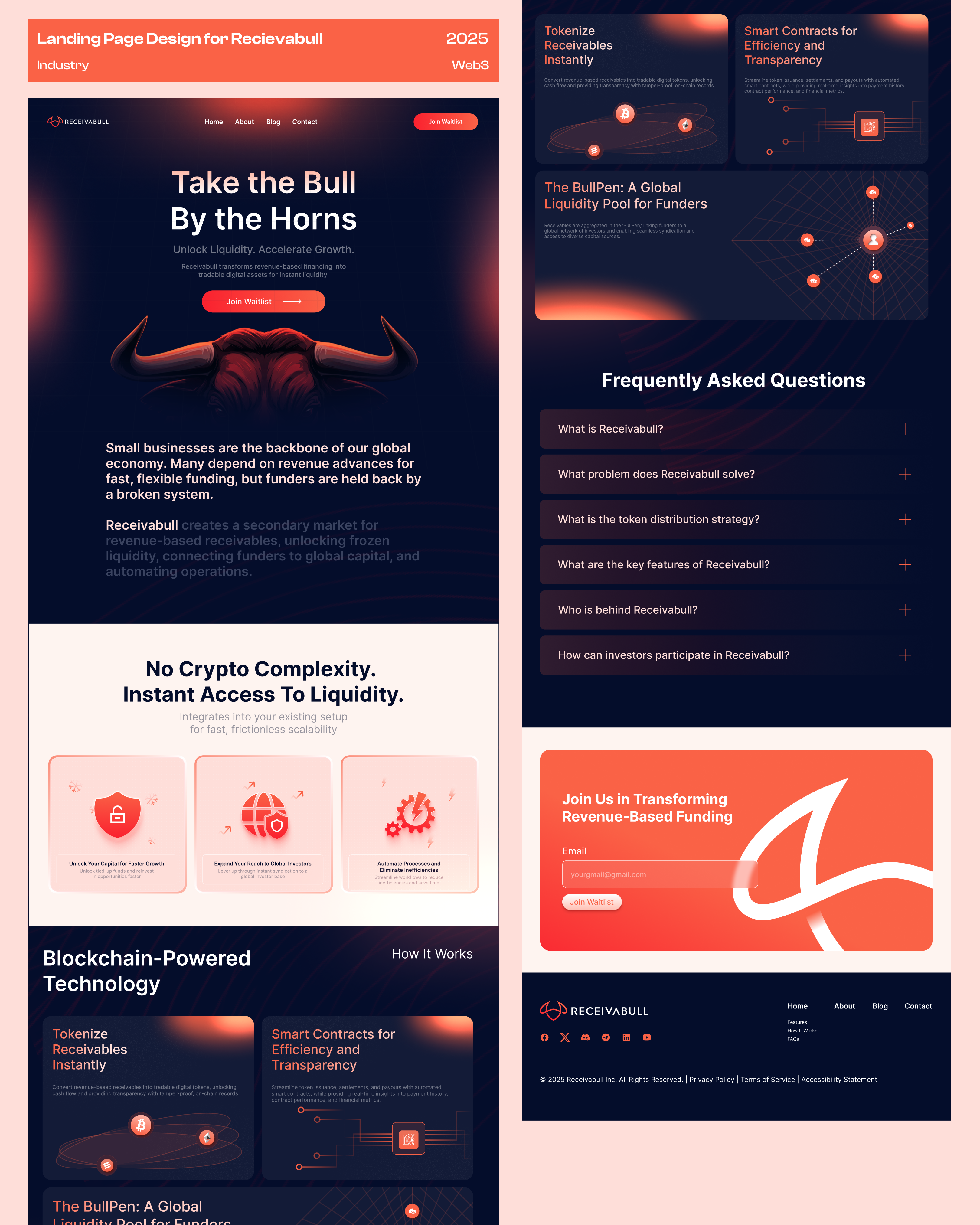 Landing page Design for Recievabull branding crypto design graphic design illustration landing page ui ux web3 website