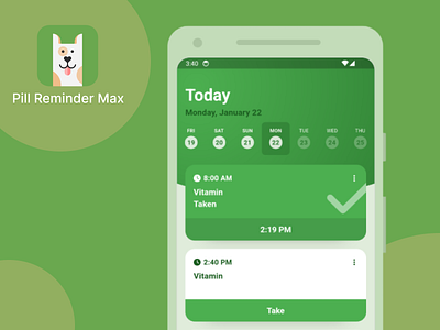Pill Reminder Max | UX / UI | Friendly Medication Reminder app appdesign design figma mobileapp mobileui ui uidesign ux uxdesign