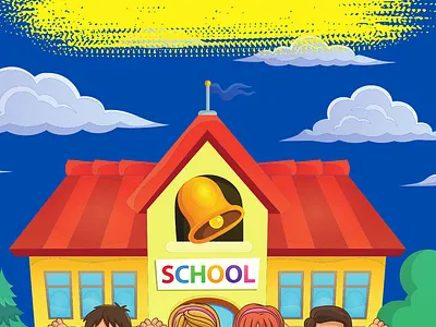 The First Day at School – Children's Book Cover book cover canva design childrens book education graphic design illustration kids design pastel colors primary school school