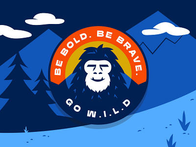 Yeti Badge Illustration badge bigfoot camping explore flat hiking illustration sasquatch scout vector wilderness