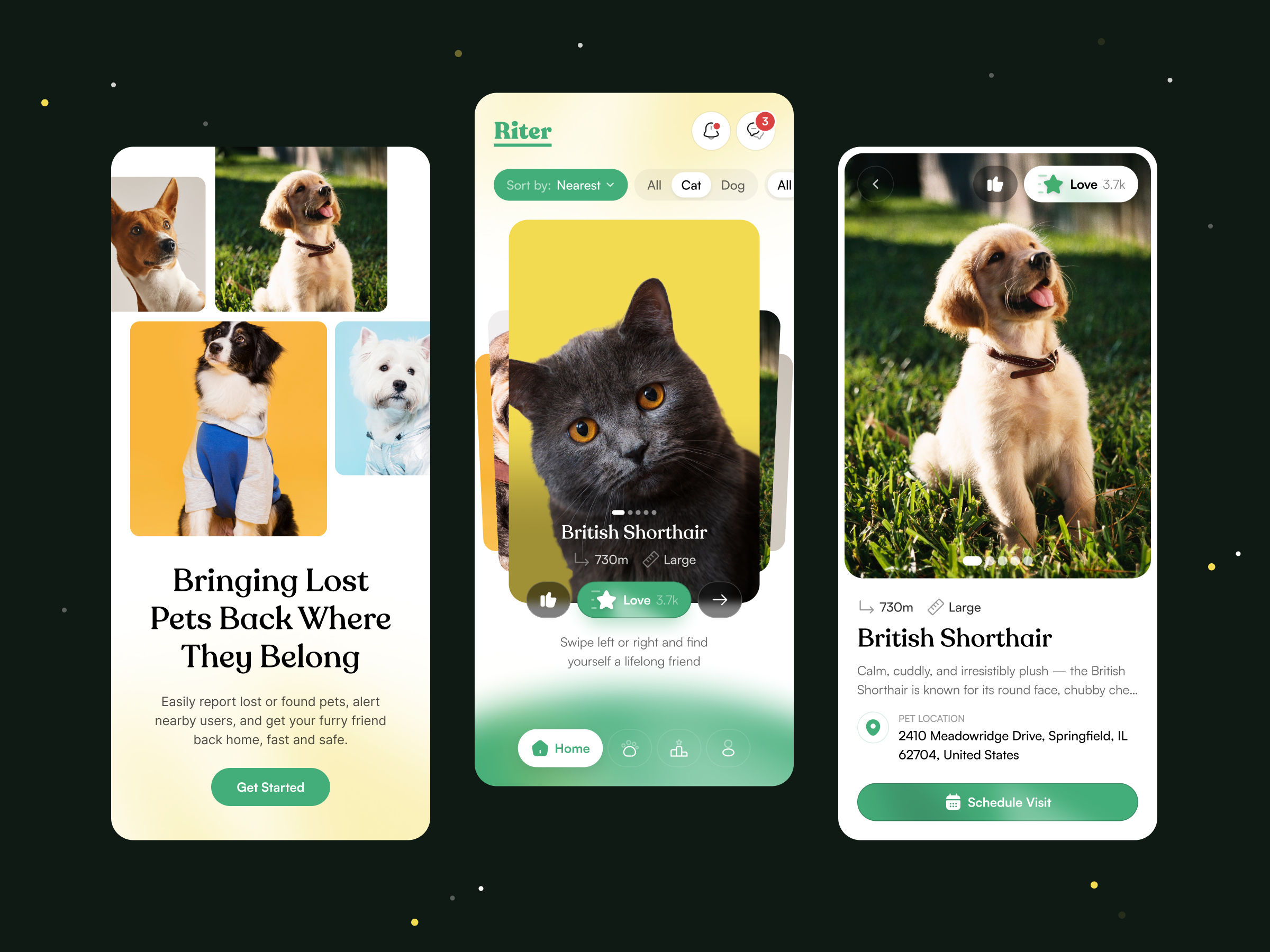 Find Your Furry Friend – Pet Adoption App UI adoptionapp animalrescue app design clean ui designerzafor dog app dribbbletrending figma design mobile app mobileui petadoption petapp riter ui ui design uidesign uiux user interface