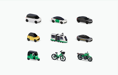 Bolt Brand Refresh 3d bike branding bus car graphic design green icons illustrations taxi tram ui yellow