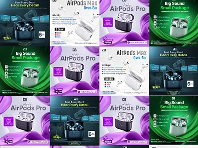 AirPods Pro Social Media Design | Clean & Modern Tech Poster airpods facebook post airpods max poster airpods offer banner airpods pro design airpods shop now poster apple airpods ad apple product ad minimal tech design product marketing design social media tech post