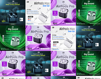 AirPods Pro Social Media Design | Clean & Modern Tech Poster airpods facebook post airpods max poster airpods offer banner airpods pro design airpods shop now poster apple airpods ad apple product ad minimal tech design product marketing design social media tech post
