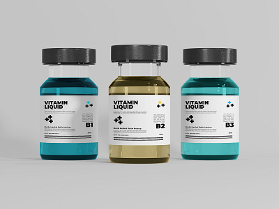 Three Medical Bottle Bottle Equipment Mockup 3d 3d rendering branding design graphic design graphic designer healthcare illustration label medical mockup mrfauzi pharmacy product rendering