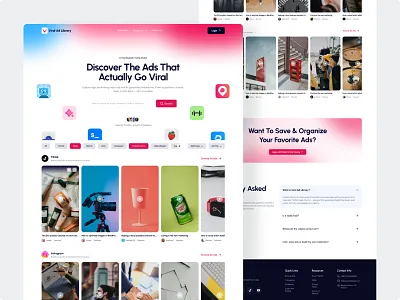 Viral Ad Library – Redesign for High-Converting Ad Discovery ad ad library figma landing page modern ui redesign saas ui design ux design viral ad web design