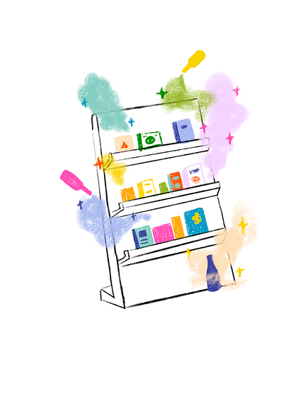 Wine tasting at a bookstore design graphic design illustration