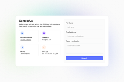 Contact Us Page - Modern, Clean & User-First button contact us page customer support design concept figma ui ui design user interface