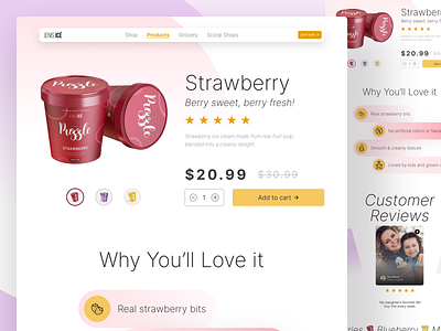 Jenis Ice - Ice Cream E-Commerce Product Details Page buy details e commerce ecommerce figma website ice cream marketing minimalist online store product product details product details page shop shopify store ui ui design ux web design website