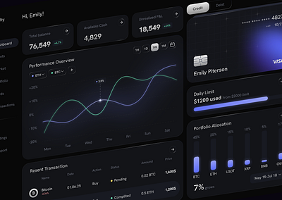 Finance dashboard cards dashboard design finance financial interface ui web