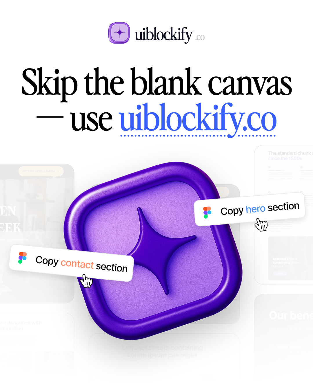 use ready section in your figma design project 3d design beta components contact uss copy design copy to figma figma figma design frame graphic design hero section illustration landing pricing section ui uiblockify uiux