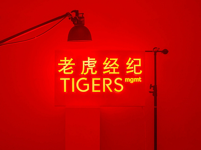 Bold Neon Identity for TIGERS bilingual branding bold identity brand concept brand signage brand visual branding chinese typography contemporary branding creative direction cultural fusion glowing letters identity concept illuminated design lighting design minimal logo modern signage modern type urban design visual identity