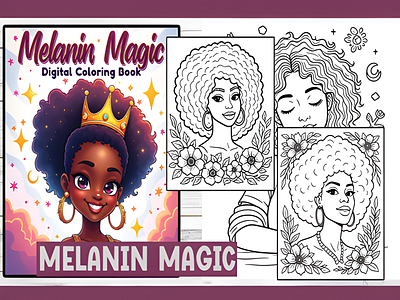 Melanin Magic Coloring book black coloring girl coloring for adults melanin coloring