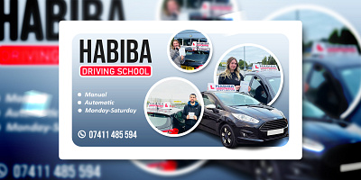 Driving training center banner and profile for client advertising background banner branding car training creative design driving illustration photoshop promotion school vector