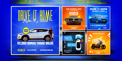 Social media promotional ads banner template design v2 ads advertising automobile background branding cars creative dealers design flat illustration photoshop promption vector