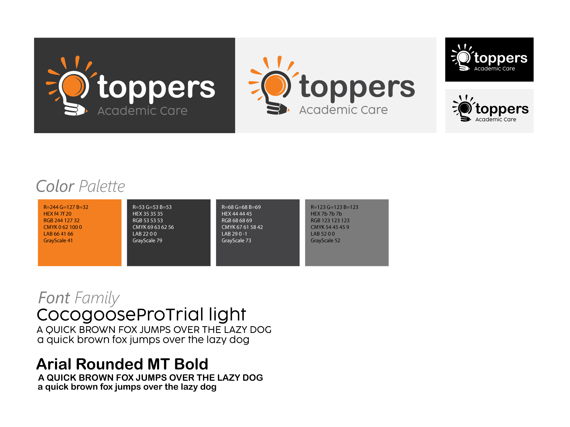 Brand Guideline for Toppers Academic Care branding graphic design logo