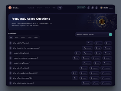 Trading Website FAQ Section dark theme faq faq page faqs frequently asked question trading faq trading website faq uiux web design