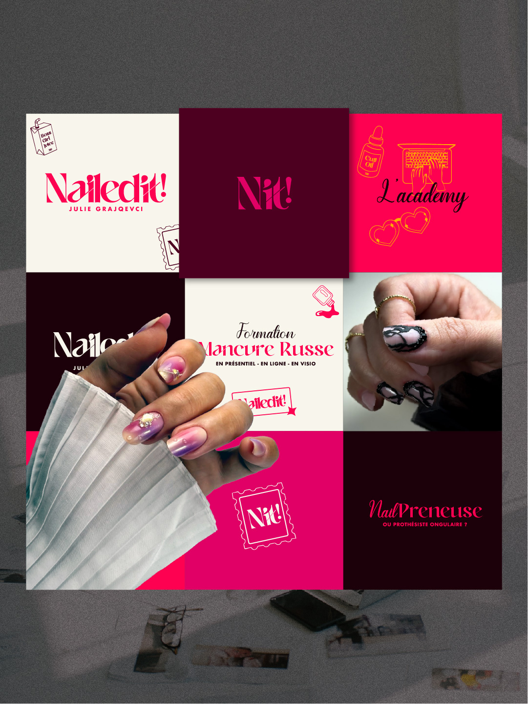 Nail Technician & Educator Branding boss girl branding educator graphic design hot illustration lady logo manure maximalism motion graphics nails pink technician typography vector