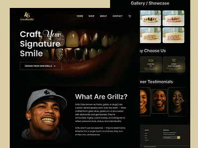 Dental Grillz Luxury Website UI UX Design custom grillz website design dental ui design inspiration dental website design dentist website user experience grillz brand web design grillz ecommerce website ui luxury dental branding minimal grillz website design modern dental uiux design professional dental web design responsive dental website design teeth grillz landing page design teeth grillz website ui teeth jewelry website ux uiux for dental clinics user focused grillz uiux