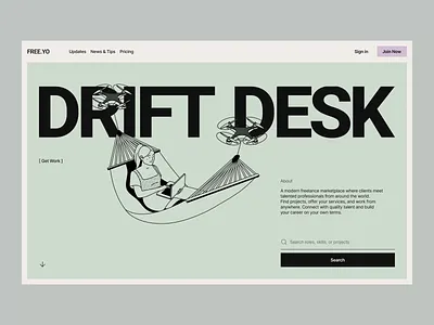 Free.yo home page interaction animation chill design freelance illustration interaction landing page motion design motion graphics office title typography ui ux web web design website website design