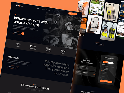 Modern Landing Page – Pixelta Design Studio animation branding creativeagency landingpage logo morderndesign motion graphics ui uidesign websitw