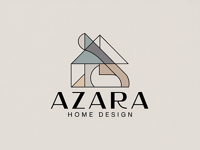 Modern Logo Design for AZARA HOME DESIGN, Geometric Home Symbol branding design graphic design illustration logo logo design typography ui ux vector