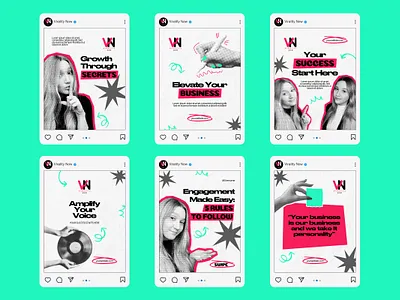Bold Instagram Templates Designed for a Creative Growth Agency bold design brand identity branding canva templates content marketing creative agency editable templates halftone texture instagram carousel instagram post instagram templates modern layout retro style social media design