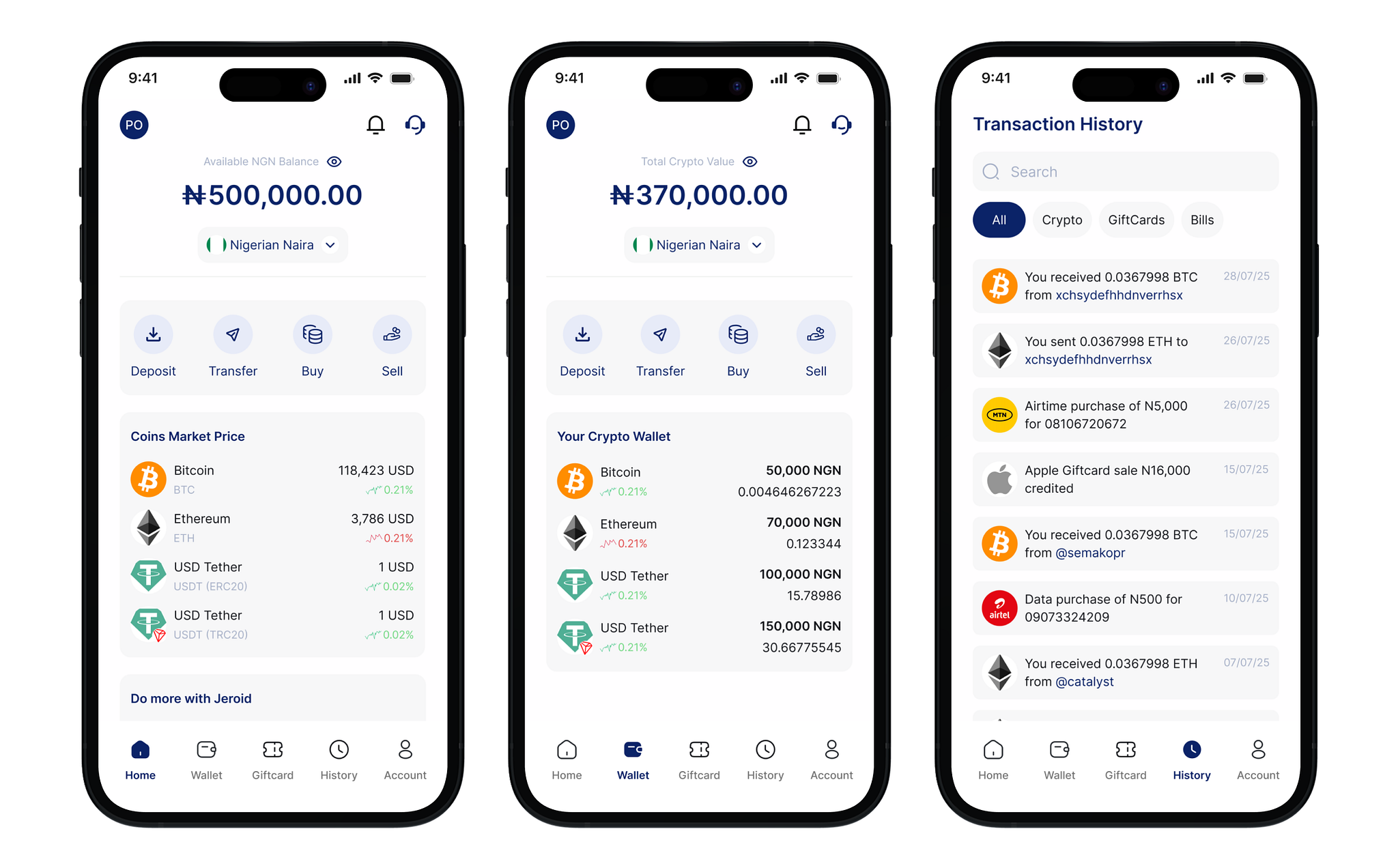 Jeroid Crypto Mobile App Redesign by Progress Orishade on Dribbble