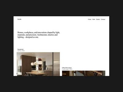 Minimal Architecture Hero Section – Nordic Studio Web Design architecture website interior design minimal web design negative space nordic design studio website