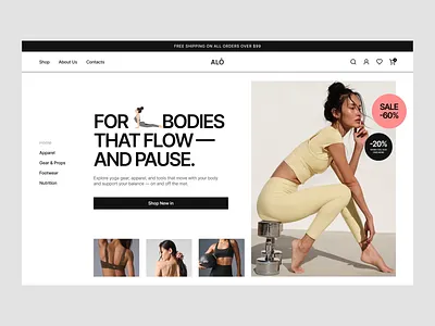 ALO e-commerce wesbite best website design design ecommerce web design company fitness home page design landing design modern webside most popular website design top website design ui ux web web design example web design inspiration web design portfolio webdesign yoga