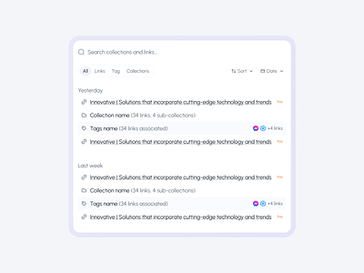LinkSaver - Advance Searchbar & Filters advance filter advance search ui designsystem figmadesign filter ui productdesign search ui searchbar ui uiuxdesign