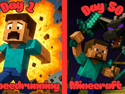 Minecraft Speed running Thumbnail banner design branding canva design graphic design illustration logo product design social media branding ui