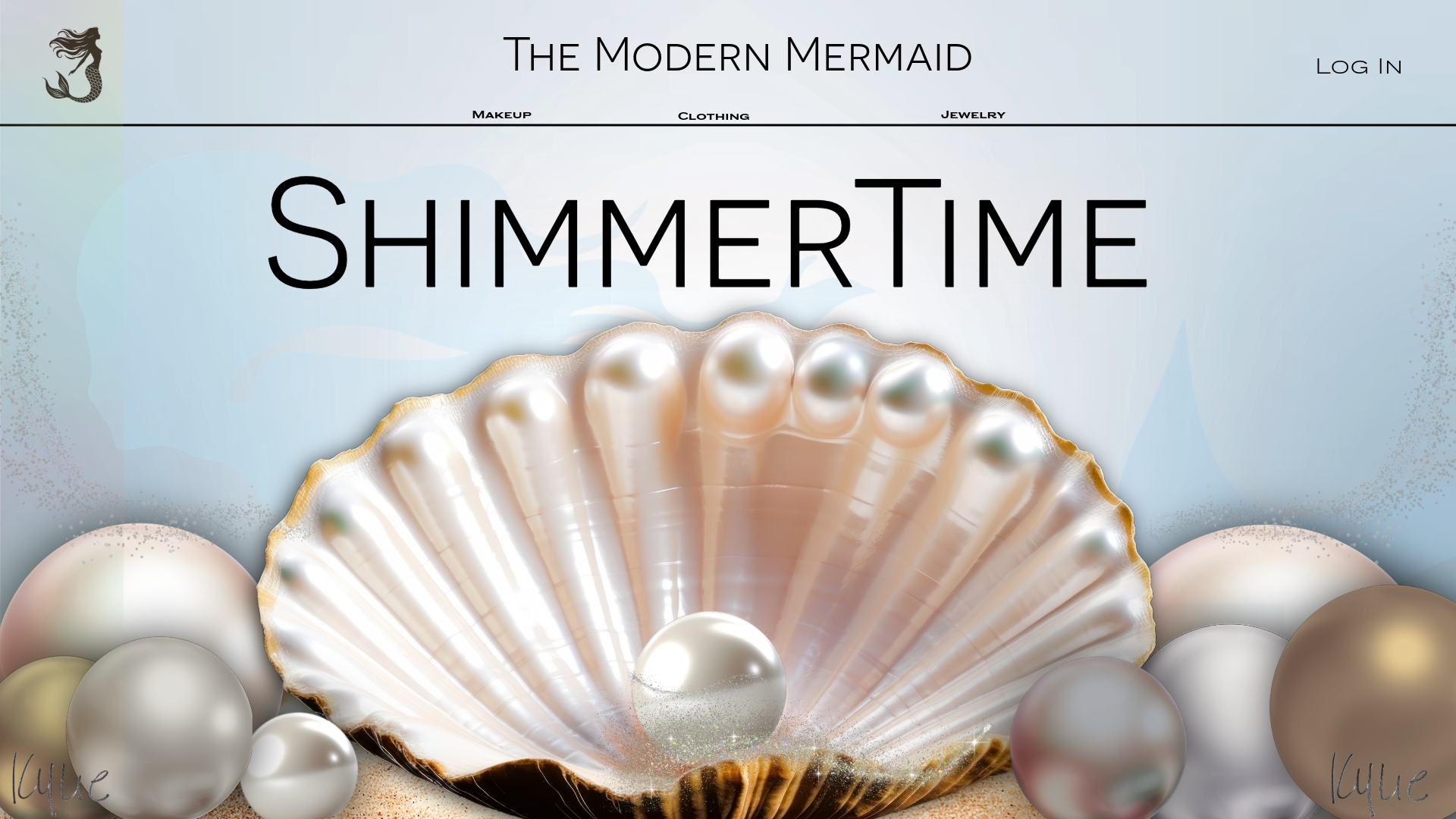 The Modern Mermaid - Landing Page adobe express branding fun graphic design kylie earls kylie mcferrin landing page logo mermaid pearl shimmer ux website