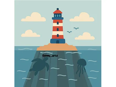Lighthouse on an Island background beach holiday island landscape lighthouse maritime nautical navy safety sailing sailor seasons ship summer summertime sun sunny trip vacation