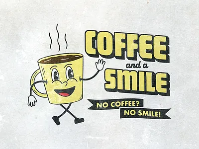 Coffee and a Smile 1950s caffeine coffee cute figure illustration mid century smile vintage