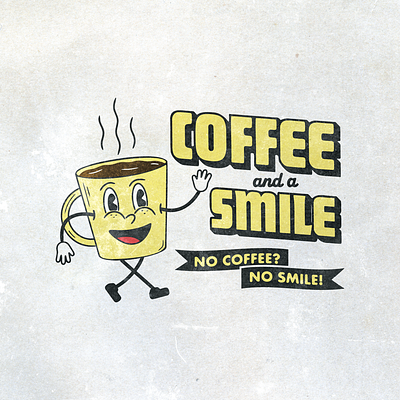 Coffee and a Smile 1950s caffeine coffee cute figure illustration mid century smile vintage