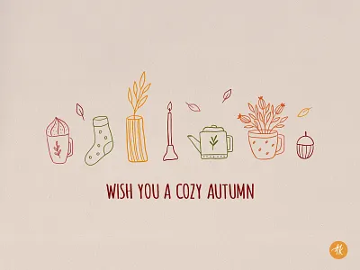 Cozy Autumn autumn doodle fall graphics design hand drawn illustration line art season vector whimsical