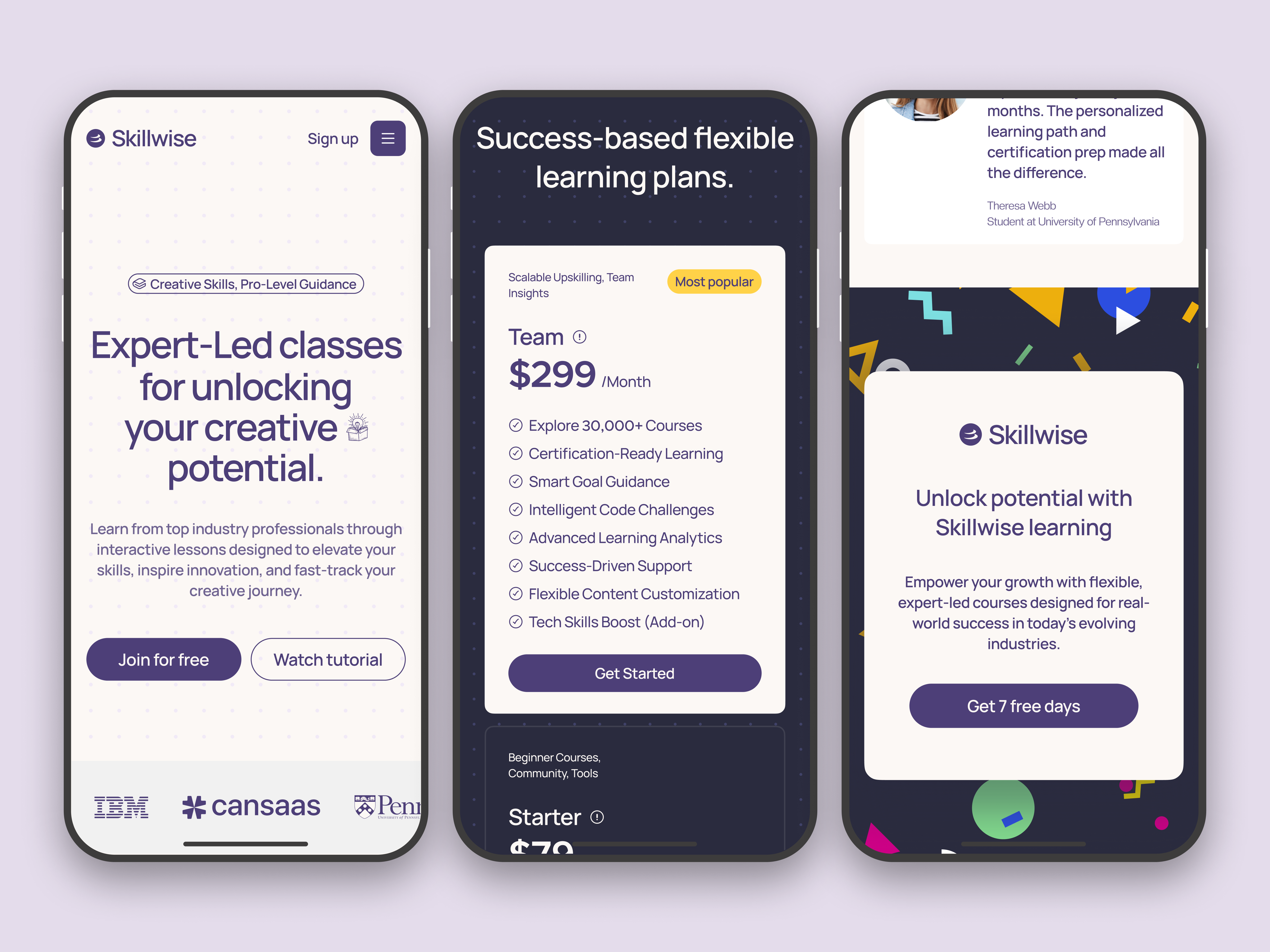 Skillwise - E-Learning Responsive Landing Page cansaas clean course design e learning education education website design elearning interface learning platform mobile mobile app modern design online course responsive saas study web ui ux