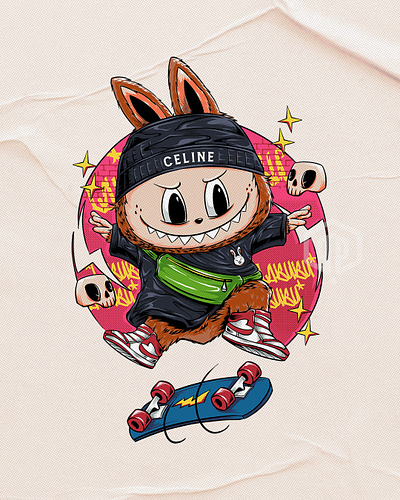 GO SKATE! - LABUBU artwork branding commissionwork design illustration illustrator logo outdoorapparel tshirt ui