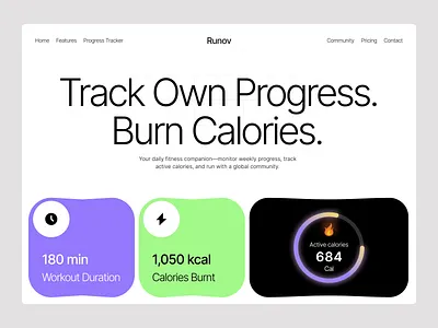 Runov Fitness Landing Page branding design fitness graphic design healyh icon illustration logo minimal ui ux vector