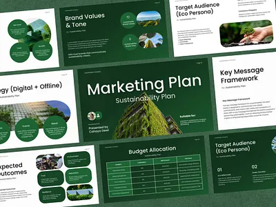 Business Marketing Plan Presentation – Modern & Sustainable advertising branding business canva design graphic design illustration keynote marketing modern powerpoint ppt presentation professional slides sustainability sustainable