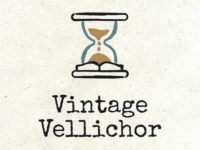 Vintage Vellichor Logo and Stamp book bookmark bookstore hourglass vellichor vintage
