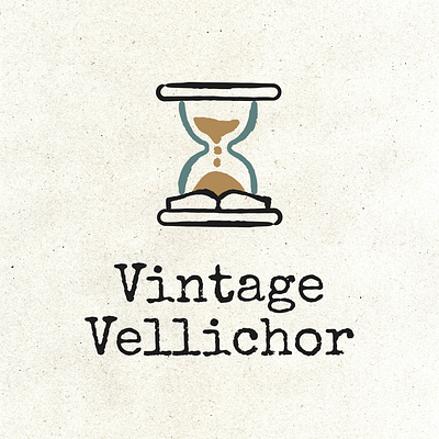 Vintage Vellichor Logo and Stamp book bookmark bookstore hourglass vellichor vintage