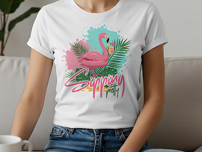 Summer t shirt design flamingo summer summer t shirt trendy fashion tropical